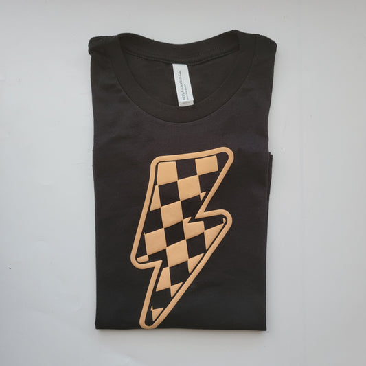 Checkered Bolt - Black Tee