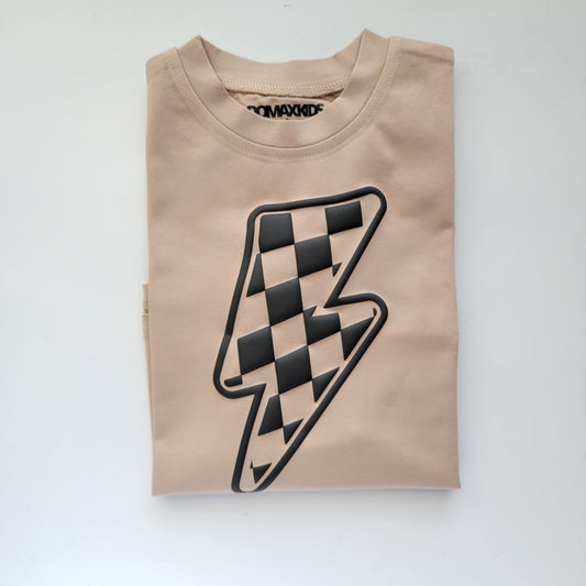 Checkered Bolt - Tan Tee