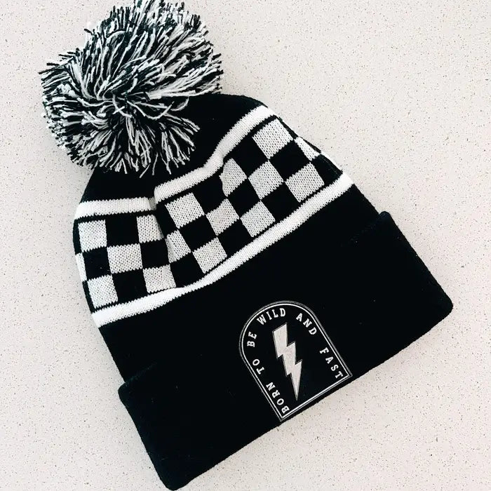 Born to be Wild and Fast Checkered Beanie