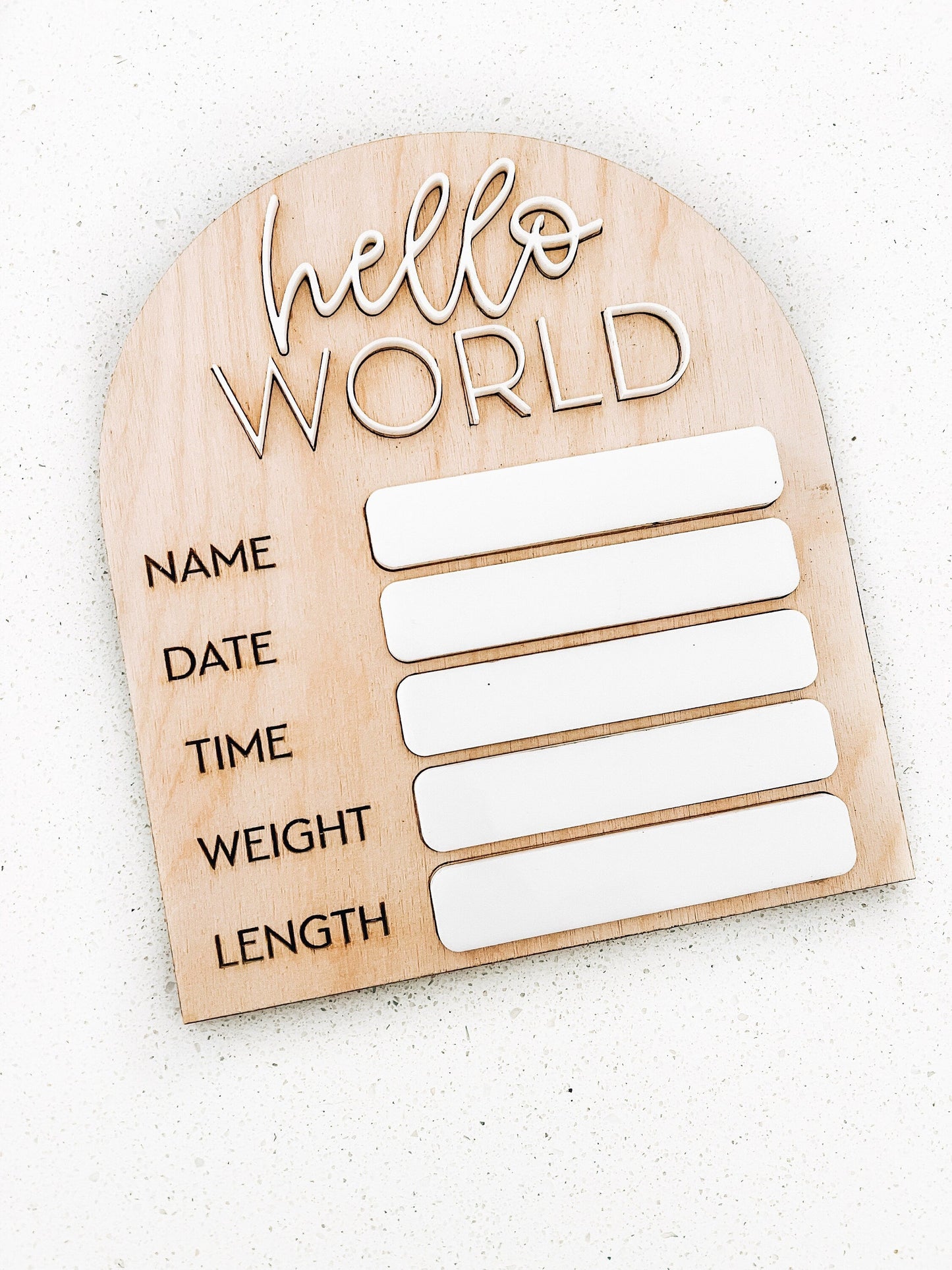 Hello World - Birth Announcement Stats Sign